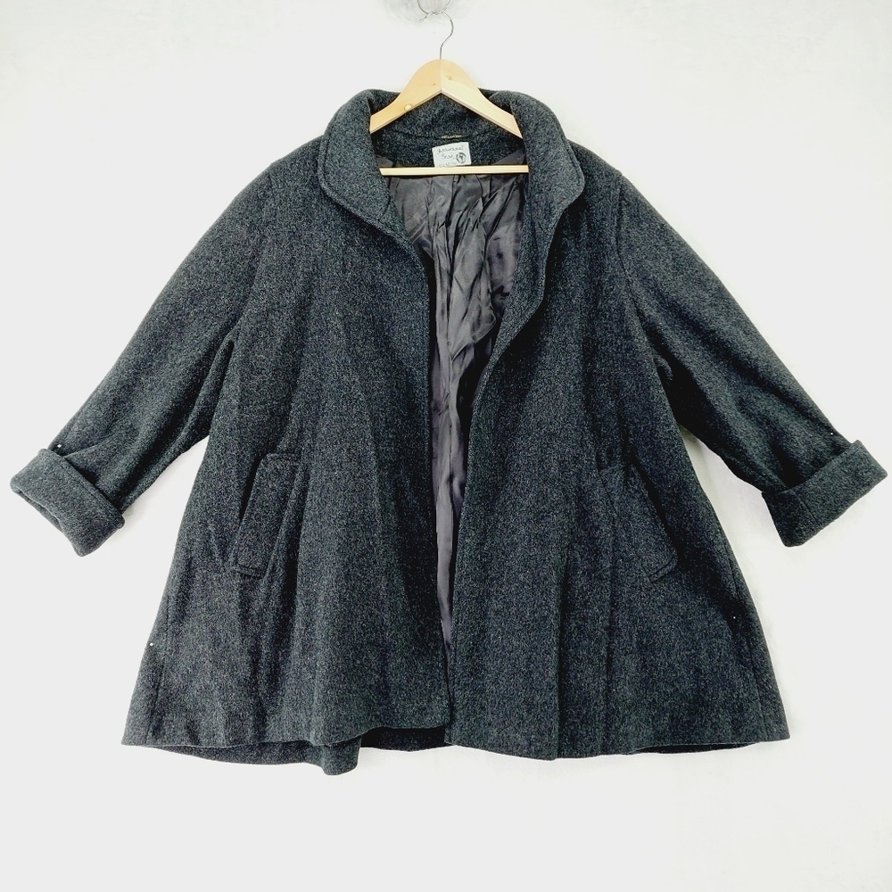 International Scene New Black Wool Pockets Bell Blazer Winter Coat Z41